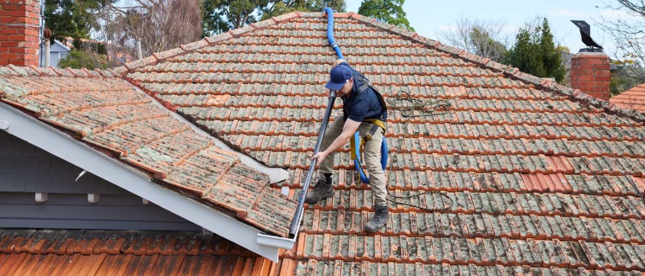 Gutter cleaning on an Adelaide home